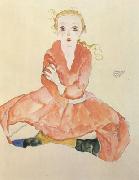 Seated Girl Facing Front (mk12) Egon Schiele